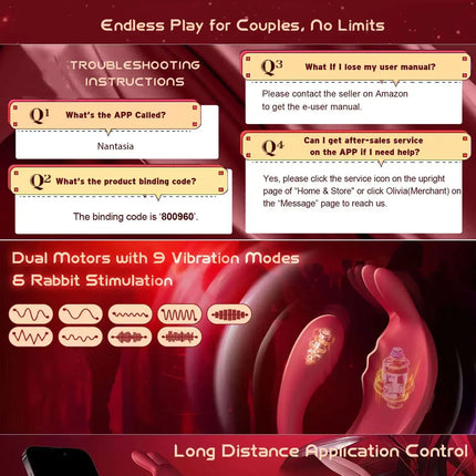 Couples App Remote Control Wearable Panty Vibrator Masturbation Tool with Rabbit Stimulator for G Spot Clitoral Penis Pleasure