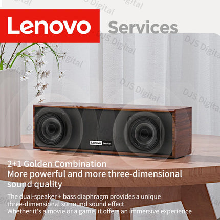 Lenovo C01 Wooden Soundbar Speaker HiFi 360 Surround Stereo Multimedia Desktop Computer Audio Speaker