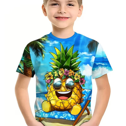 Fashion Lime Lemon Pattern T-Shirt for Kids Hot Sale Fruit 3D Printed T Shirts Summer Round Neck Tees Tops Loose Short Sleeves