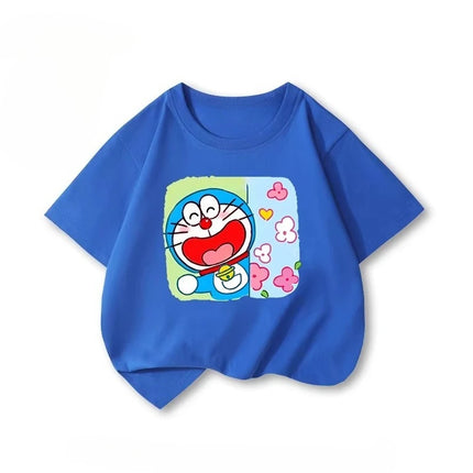 Potdemiel Doraemon Children's Pure Cotton T-Shirt, New Summer Style, Comfortable and Breathable Children's T-Shirt