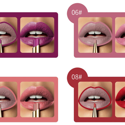 QIC Lipstick Lipliner Pen Matte Velvet Lip Liner Pencil Contour Makeup Sexy Red Lip Stick Long Lasting Cosmetics