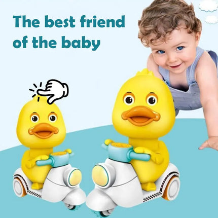 Hot Sale Cute Duck Inertia Motorcycle Car, Rotatable Press Head, Anti-Collision Anti-Drop Mini Vehicle, Educational Toy For Kids