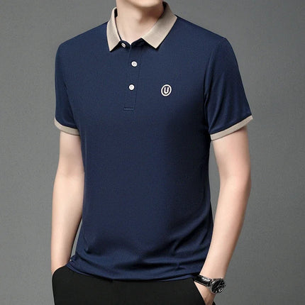 2024 Men's New Embroidered Cotton Business Casual Short Sleeve POLO Shirt Fashion Short Sleeve Comfortable and Breathable Top