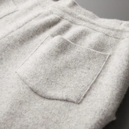 Autumn Winter 100% merino Wool Men's Wool Pants Thickened Knitted Long Pants Slim Fitting Solid Color Warm Flat Corner Pants