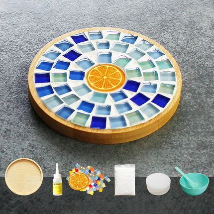 Handmade DIY Mosaic Cup Mat Bottom Bamboo Pad Early Education Free Creation Handicraft Toys