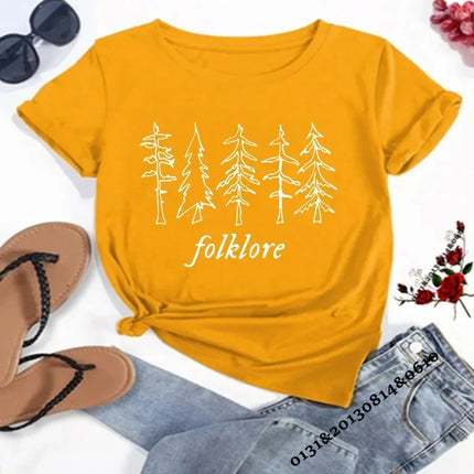 Folklore Shirt Taylor Music Swift Albums T-Shirt Folklore Inspired Graphic Women's T-Shirts Cute Aesthetic Tops Tee Gift for Fans