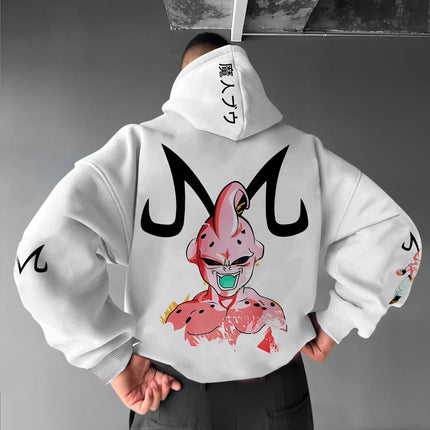 Dragon Ball Z Majin Buu Pink Hoodie Men Anime Streetwear Cosplay Sweatshirt with Japanese Print Casual Pullover for Fans Fashion