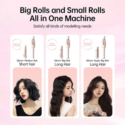 Automatic Curling Iron 3 in 1 Negative Ion Hair Curler Interchangeable Barrels Auto Rotation 3 Heat Settings Salon Styler
