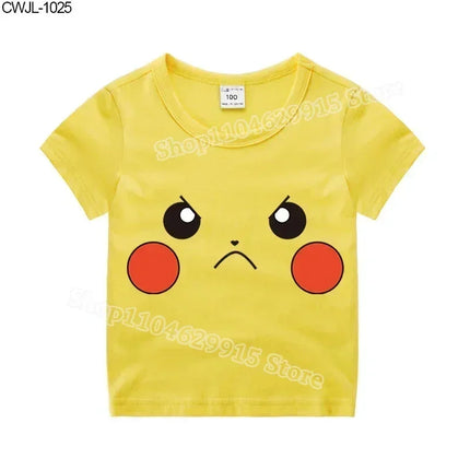 Pokemon Child T-shirt Fashion Clothes Pikachu Print T-Shirts Boutique Kids Clothing Boys Charmander Summer Tops Birthday Gift