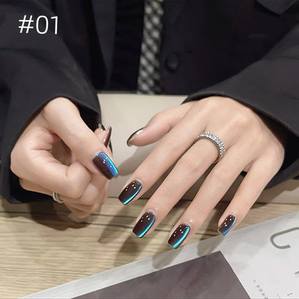 MN 10ml 1-12pcs 2025 Autumn Blue Brown Cat Eye Gel Nail Polish Popular Flash Chocolate Glass Beads Nails Black Nails Christmas