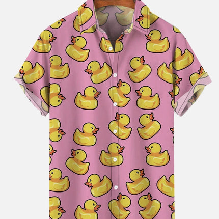 Unisex Men's Cosplay Shirts 3D Prints Splicing Cartoon Cute Duck Printing Short Sleeve Shirt Fashion Hawaiian Shirts For Men