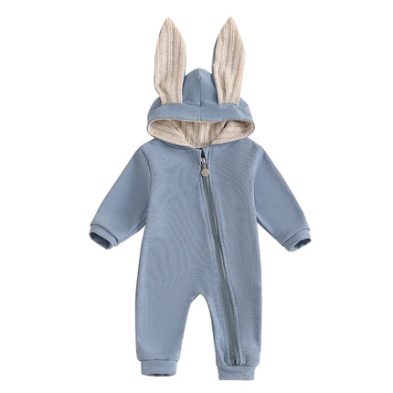 Newborn Baby Romper Jumpsuit, Autumn/Spring Casual Cute Rabbit Ears Long Sleeves Bodysuit 0-24M