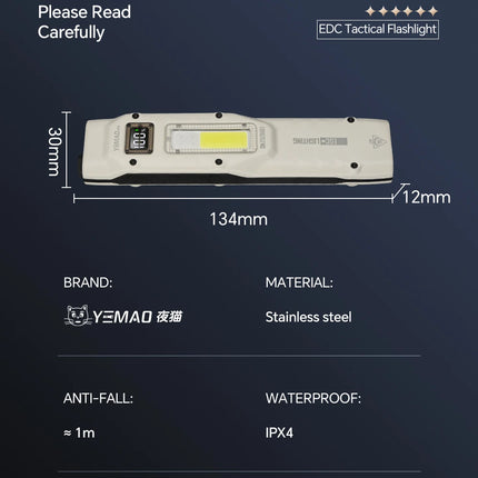 YEMAO M28 Super Bright EDC Flashight 880Lumens Rechargeable Tactical Torch Light Built-in Li-ion Battery For Emergencies Camping