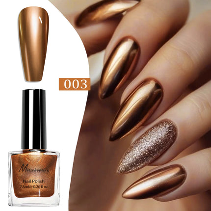 12 Colors Mirror Effect Nail Polish - Metal Chrome No UV Lamp Needed, Quick Dry Long Lasting Nail Lacquer, Professional Salon
