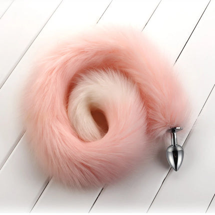 78cm Red Long Fox Tail Anal Plug Metal Butt Plug Prostate Massager Erotic Cosplay Accessories Adult Novelty Sex Toys For Couples
