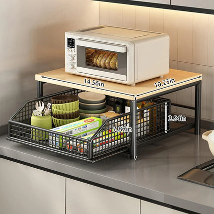 Desktop Pull-Out Storage Rack With Drawers Kitchen Appliances Floor Standing Storage Rack