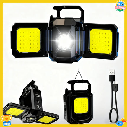 Bright COB Keychain Flashlight,Rechargeable Mini Work Light Magnetic Portable Pocket Lamp for Camping Fishing Hiking Emergency