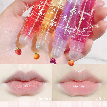Hydrating Lip Oil Roller Gloss Moisturizing Nourishing Lip Balm Transparent Colorless Fruit Avocado Lip Care