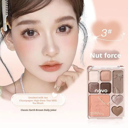 Novo 8Color Eyeshadow Palette Silver Pearlescent All-in-One Highlighter Long Lasting Shimmer Eyeshadow Makeup Eye Shadow Palette