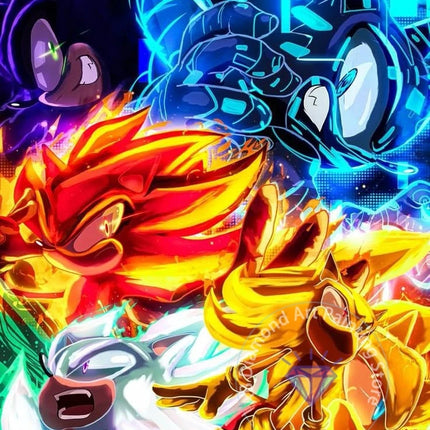 Sonic 5D Diamond Painting Kit DIY Embroidery / Kit Peinture Diamant Sonic 5D