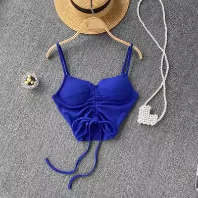 Strapless Western Style Skinny Tanks Camis for Women Summer Casual Solid Colours Female Corset Crop Tube Tops with Built In Bras