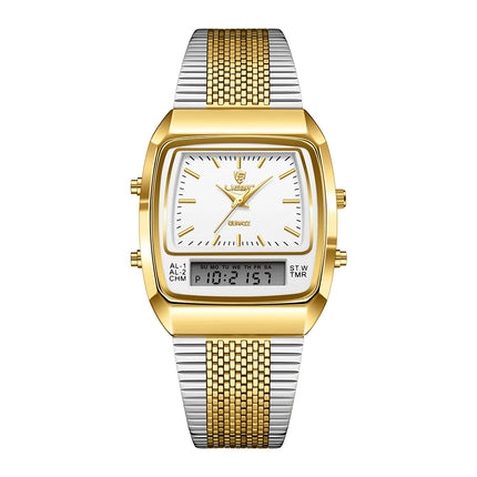 LIEBIG Luxury Dual Display Time Quartz Watches For Men Women Fashion Outdoor Sports Week Waterproof Digital Wristwatches Clocks