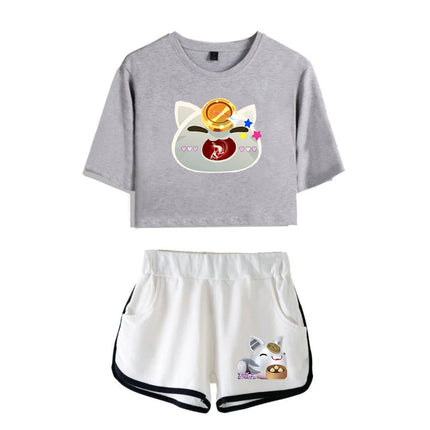 Fashion Youthful Print Diabolik Lovers Short Sleeve Sexy Shorts+lovely T-shirts Dew navel Pretty Girl suits Two Piece Set