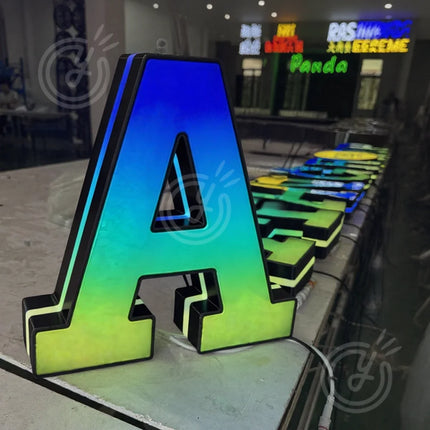Custom RGB Metal LED Sign Wall Logo Luminous Letter Outdoor Company Store Light Signboard,Business 3D Acrylic Signage Decoration