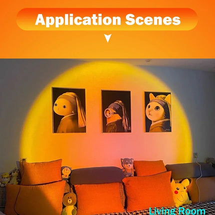 USB Sunset Lamp Sunset Projector Mood Light Living Room Bedroom Night Light Indoor Decor Bar Atmosphere Photography Background