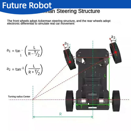 10KG Big Load Metal Ackerman Car Chassis Front Wheel Steering Gear Metal Intelligent Chassis Encoder Motor ROS Robot Base Kit