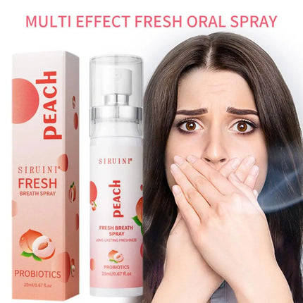 Oral Fresh Spray Mouth Freshener Oral Odor Treatment Oral Remove Bad Breath Fruit Litchi Peach Flavor Persistent Oral Care