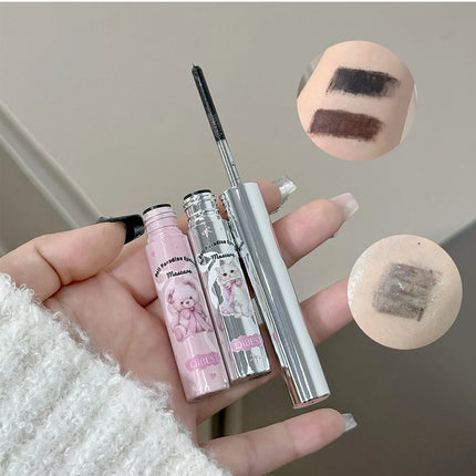 Silk Fiber Curling Mascara Ultra-Fine Brush Waterproof Long Lasting Smudge-Proof Mascara Lengthening Volumizing Eyelashes Makeup