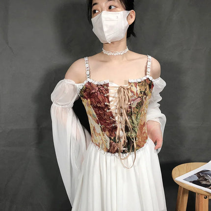 Fashion Lolita Shirt Women Corset Top Camis y2k Body Shaper Woman Clothing Blouses Sexy Waist Trainer Bustiers Ladies Underbust