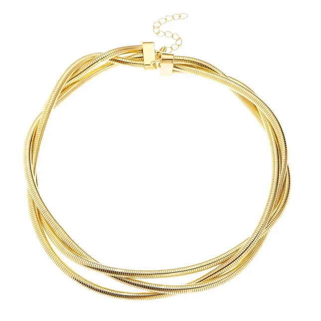 New Punk Style Gold Color Multilayer Wrap Necklace for Women Fashion Simple Design, Trendy Holiday Party Jewelry Accessories