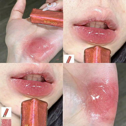 Cizn Galaxy Qin Lip Gloss Moisturizing and Long-Lasting Fine Shimmer Plumping Lip Gloss Mirror-Like Water Gloss Daily Lipstick Cosmetics Same Style as Girl Groups