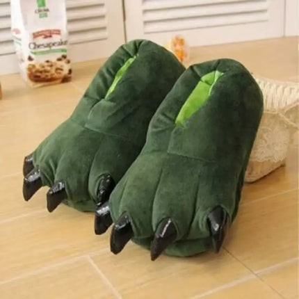 Tiger Animal Paw Slippers For Boy Girl Unisex Kids Cute Monster Claw Slippers Cartoon Soft Plush Warm Home Slippers Child Shoes