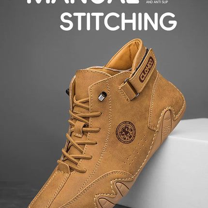 CLOHOO Hand-Sewn Octopus Design Men's Short Boots High-Top Leather Riding Boots Stylish Men's Footwear