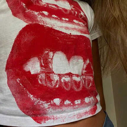 Punk Y2K Baby Short Sleeve Top Gothic Street T-shirt Women's Leisure Basic T-shirt Women's 2024 Summer Top E Girls' Gothic EMO