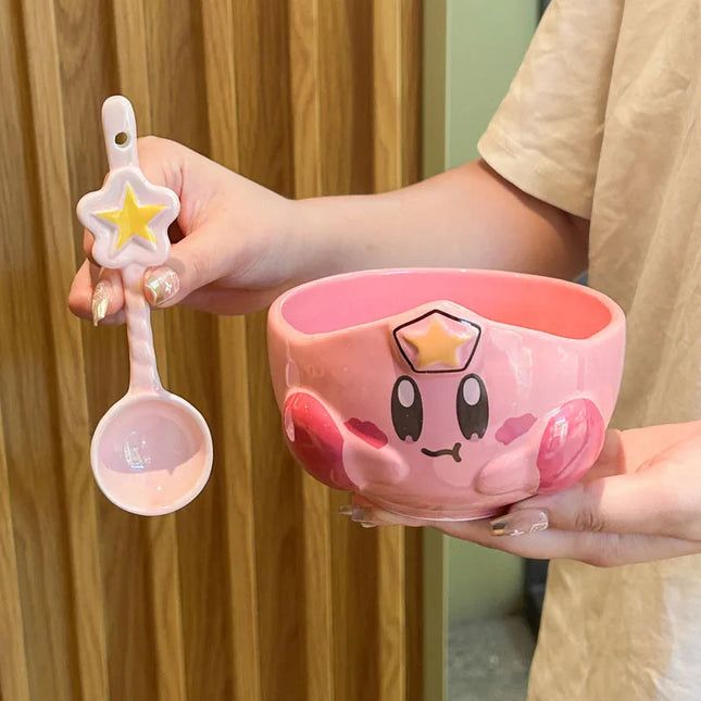 Cute Star Kirby Cartoon Peripheral Ceramic Rice Bowl Personal Dining Bowl Special Beautiful Bowl Children'S High End Home Furnis
