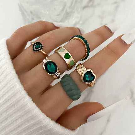 Colorful Enamel Butterfly Kunckle Rings Set For Women Geometric Heart Dollar Sign Finger Ring Girls Summer Fashion Jewelry