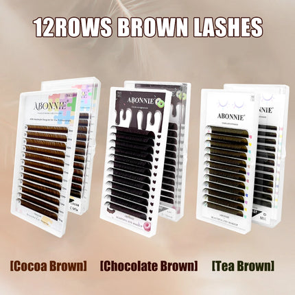 Abonnie 0.03mm CC Brown Eyelashes Extensions Cashmere Soft Classic Dark Brown Lashes Extensions Natural Individual Eyelashes