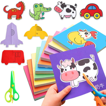 49-91pcs Learn Scissor Skills Cut Paper Craft Toys Safety Scissors Preschool Cutting Practice Activity Book Toddlers Kids Gifts
