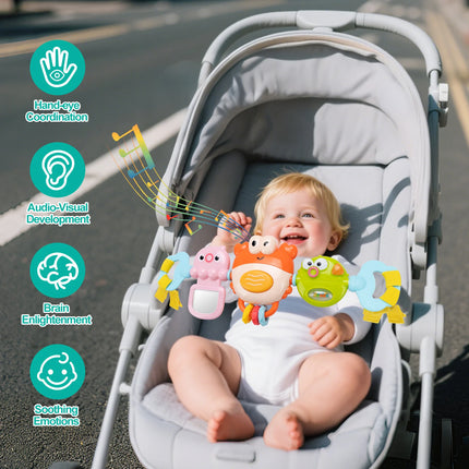 Baby Stroller Toys Cartoon Crab Bell Toys Infant Car Seat Toys Pram Activity Arch Toys Fine Motor Skills Sensory Development