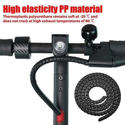 1M Spiral Cable Protector Wire Harness Tube Anti Wear Protective Sleeve for Motorcycle E-Bike Electric Scooter Line Organizer