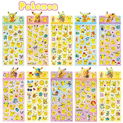20Sheets Anime Pokemon Mix Laser Stickers Cartoon Pikachu Waterproof Decoration Decals Stationery Wholesale Toys