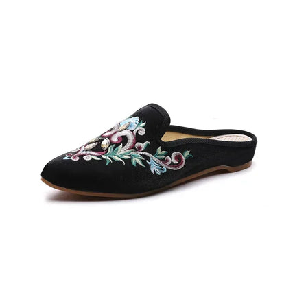 Chinese Style Summer Harajuku Slippers Women Shoes for Women Fashion Casual Vintage Embroidery Ethnic Style Streetwear