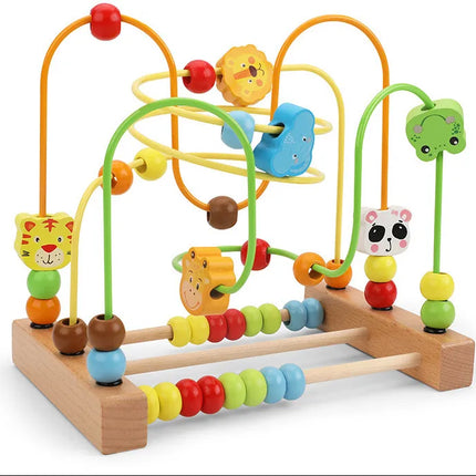 Montessori Wooden Toys Wooden Circles Bead Wire Maze Roller Coaster Toys Kid Educational Toys Wood Puzzles Maze For Children
