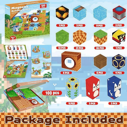 100PCS Magnetic Blocks Adventure Building Set STEM Educational Toys 3D DIY Creative Decor Gift For Kids Holiday Present