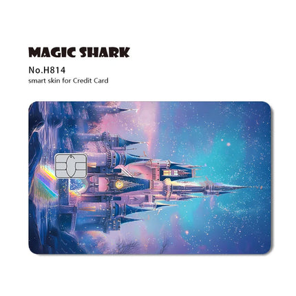 Magic Shark Mickey Minnie Stitch Donald Duck Bear Princess Holographic Film Shinny Laser Skin Sticker for Debit Credit Card