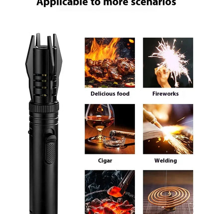 Gas Lighter Kitchen Cooking Powerful Metal Windproof Torch Flame Jet Barbecue Smoking Accessories Cigar Lighters Men's Gift